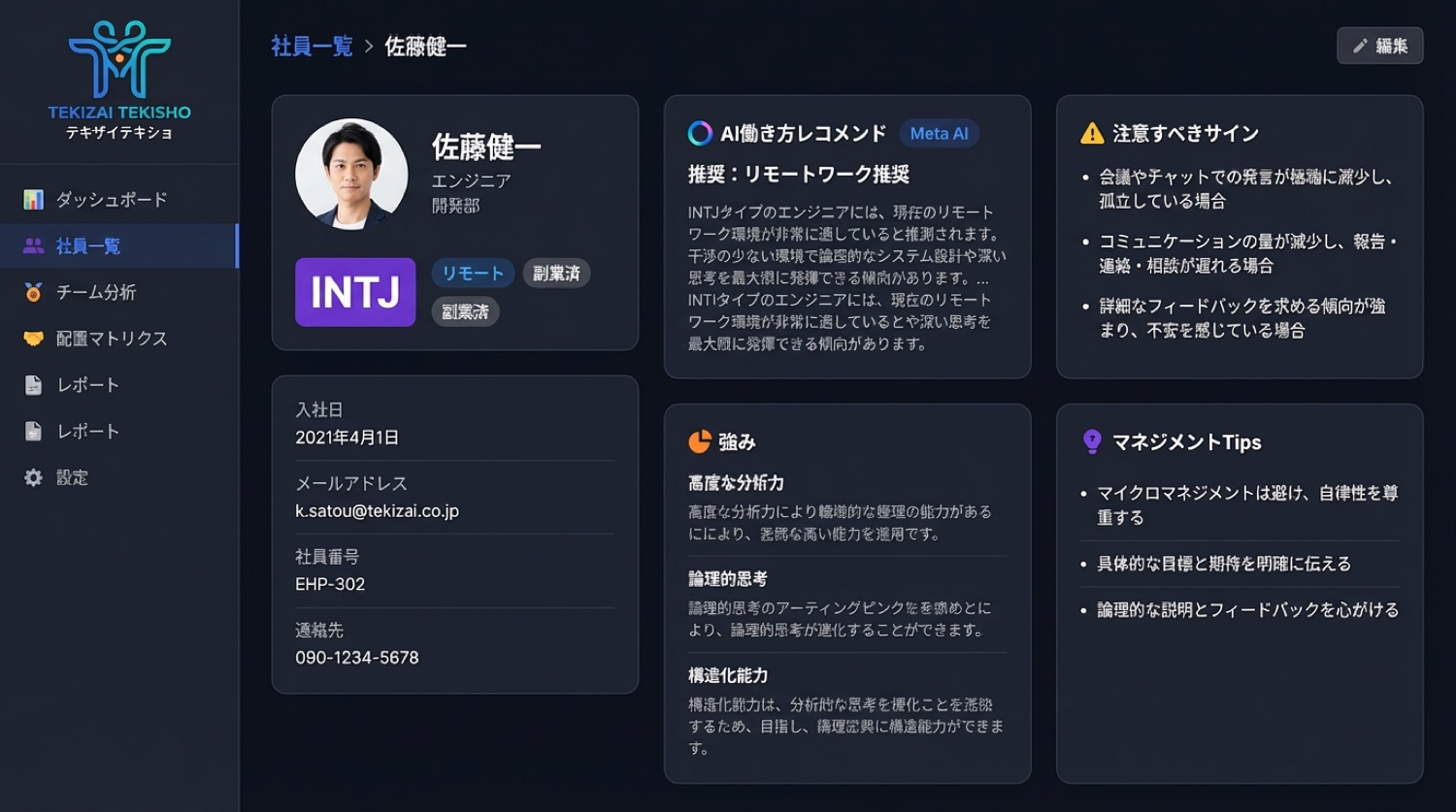 社員詳細画面